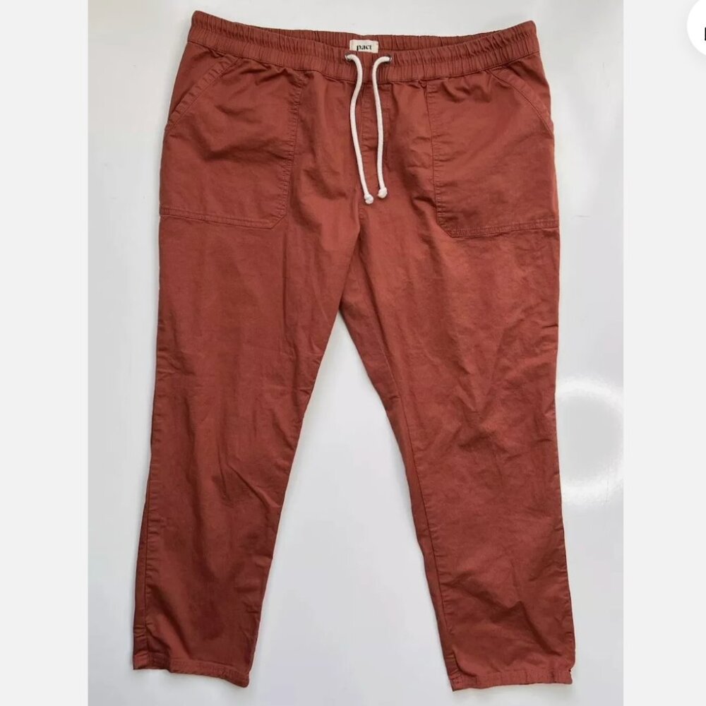 NWOT Pact Orange cotton pull on pants XL